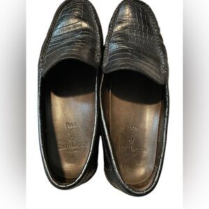 Ralph Lauren Black Textured Leather Loafers